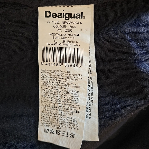 Desigual Sofia Patterns Boho Floral Print Mini Casual Navy Blue Dress Size XL. - Picture 16 of 16